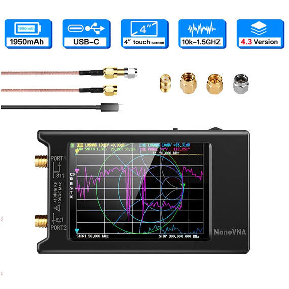 NanoVNA-H4 10Khz-1.5GHz Portable Vector Network Analyzer VNA for MF/HF/VHF/UHF/SHF